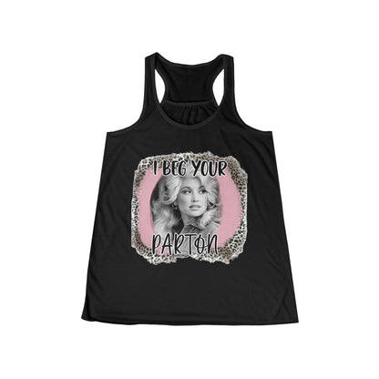 I Beg Your Parton Cheetah/Pink Women's Flowy Racerback Tank