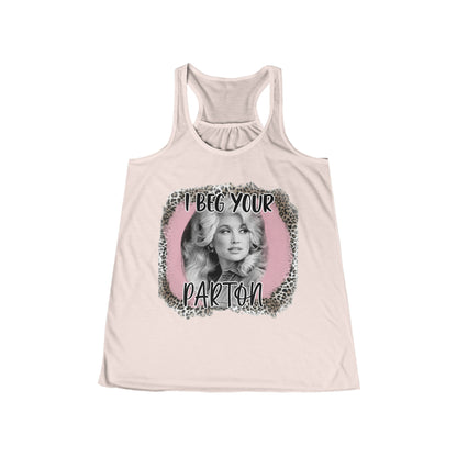 I Beg Your Parton Cheetah/Pink Women's Flowy Racerback Tank