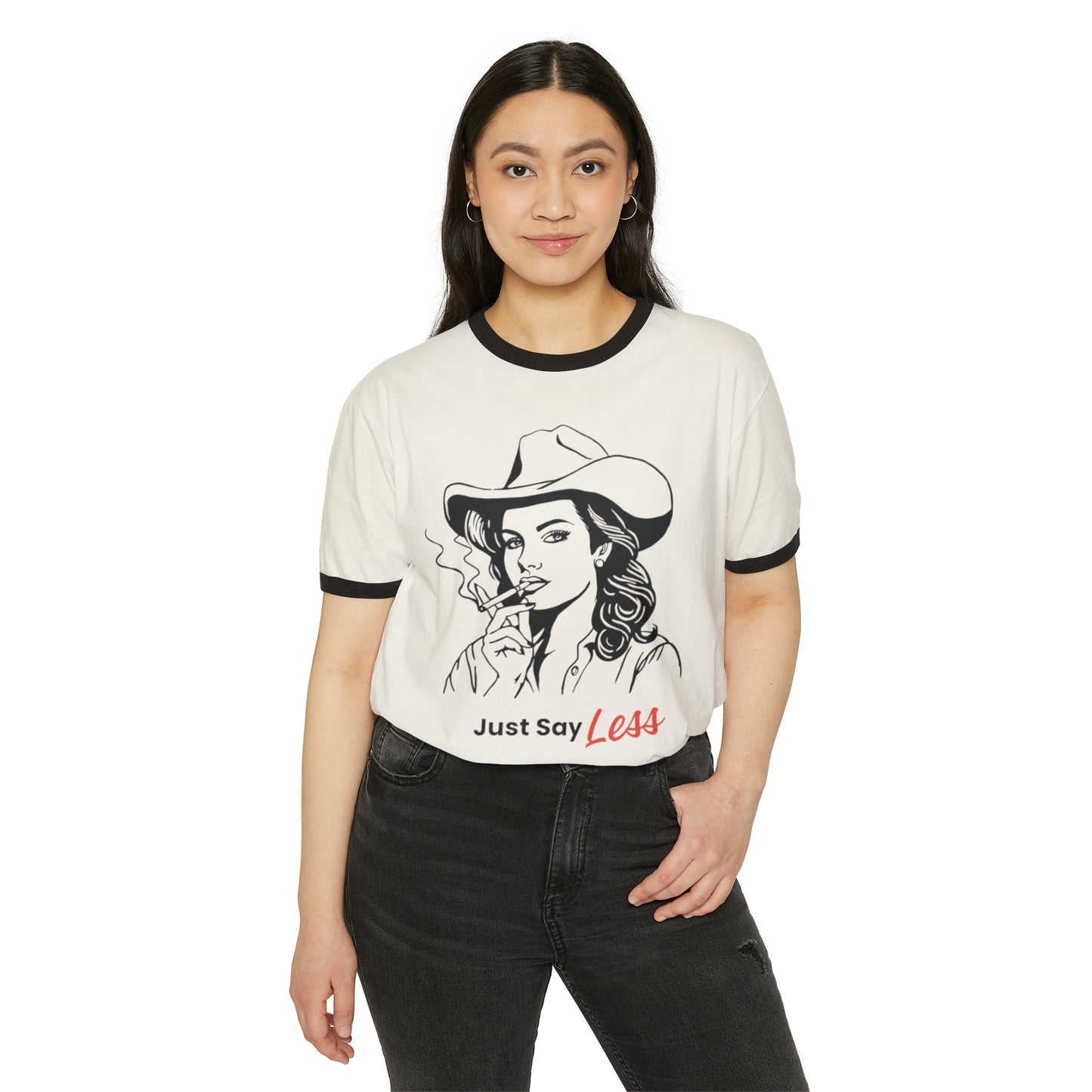 Cowgirl Just Say Less Unisex Cotton Ringer T-Shirt