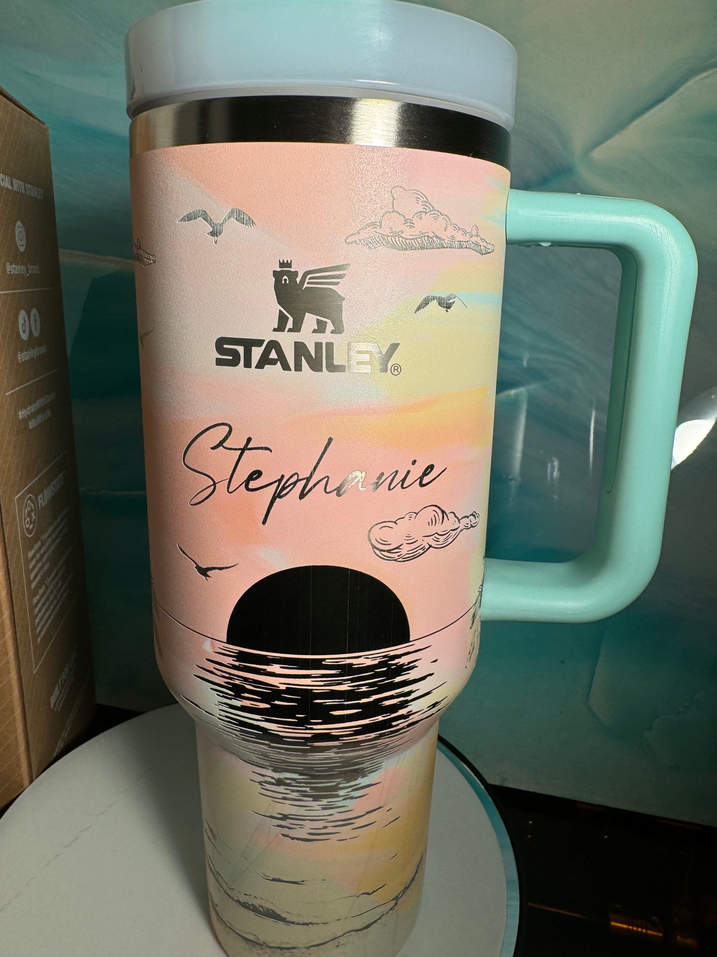 Custom Full WrapEngraved Stanley 40 Oz Quencher - Warm or Cool Serene Brushstrokes